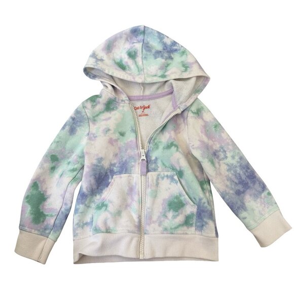 Cat & Jack Blue Green Tie Dye Hooded Zip-Up Hoodie Size 2T - Picture 1 of 3